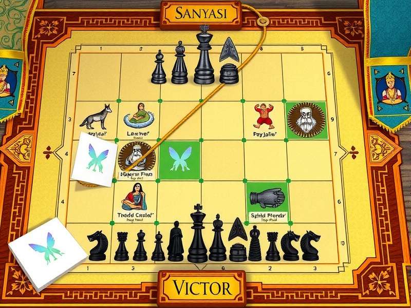 Sanyasi Chess Victor game board with spiritual pieces